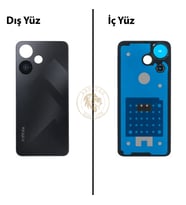 Infinix Hot 30İ Siyah Uyumlu Arka Kapak Arka Cam Batarya Pil Kapağı Lazer Kesim Back Cover
