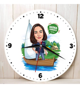 Karikatürlü Sandaldaki Kadın Duvar Saati