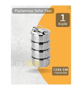 4’lü Sefer Tası 12x6 cm Yemek Taşıma Kabı Paslanmaz Çelik
