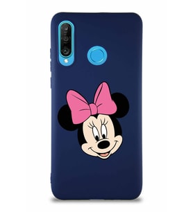Huawei P30 Lite Soft Premier Kapak Minnie Mouse-C Tasarımlı Silikon Kılıf - Lacivert (Şeffaf)