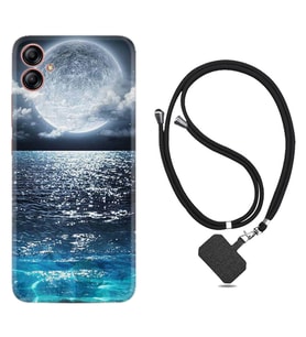 Samsung Galaxy A04E Kılıf Resimli Boyun Askılı İpli Desenli Silikon Great Moon 1301