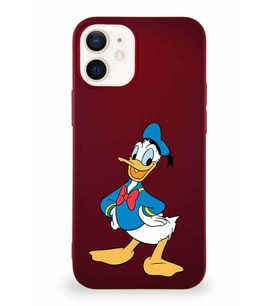 Apple iPhone 12 Mini Soft Premier Kapak Donald Duck-C Tasarımlı Silikon Kılıf - Mürdüm (Şeffaf)
