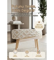 Yıkanabilir Puf Tabure Kılıfı 59x37x17 Mila Bej