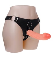 19,8 ve 15 cm Belden Bağlamalı İçi Dolu Çift Strapon Penis (Ten)