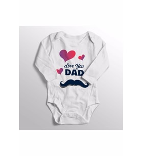 Bebek Beyaz Love You Dad Yazılı Bıyıklı Zıbın