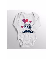 Bebek Beyaz Love You Dad Yazılı Bıyıklı Zıbın