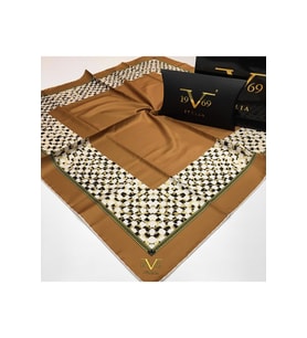 Ekose Desen Black Seri Twill Eşarp Eşarp Askısı ile Birlikte 90x90 cm CAMEL-90x9