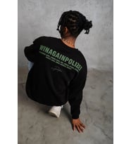 Erkek Oversize Sweatshirt Ön ve Sırt Baskılı 3 İplik Pamuklu - Siyah