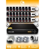 Elitcam 24 Kameralı Zebra 24 Dış Kamera Set HDD'siz 5 MP Full HD Gece Görüşlü Güvenlik Kamerası Sistemi