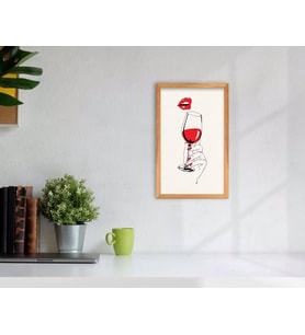 BK Home Kadın ve Kadeh Tasarımlı Dekoratif Retro Ahşap Tablo-1