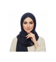 Fileli Düz Dalga Desenli Mavi Şal