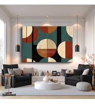 Yatay Kanvas Tablo Soyut Geometrik Daireler Soyut Tablo Ev Ofis Duvar Dekoru