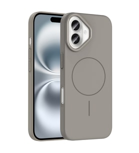 Apple iPhone 16 Plus Uyumlu Kılıf M-safe Şarj Özellikli Zore Ruby Sert Kapak (Gri)