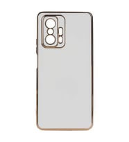 Xiaomi Mi 11T Pro 5G Kılıf Kamera Korumalı Altın Kenar Tasarım Silikon (Beyaz)