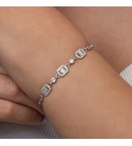 pilelistore Gümüş Üçlü Baget Taşlı Kadın Bileklik
