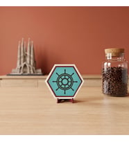 Estetik Gemi Dümeni Motifli Masaüstü Aksesuarı Minimalist Tarzınıza Uygun Modern, Şık ve Özgün Bir Dekor 10x10 cm, Turkuaz