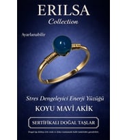Sertifikalı Stres Dengeleyici Enerji Yüzüğü – Koyu Mavi Akik Ayarlamalı Gold İnce Oğlak Kova Burcu (Çok Renkli)