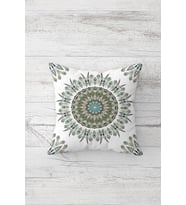 Mandala Desenli Çift Tarafı Baskılı Gizli Fermuarlı Yastık Kılıfı Kırlent Koltuk Yastık Kılıfı (Beyaz)