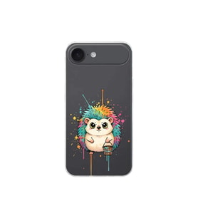 iPhone 17 Air ile Uyumlu Splash Kirpi Tasarımlı Şeffaf Silikon Kılıf