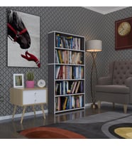 Kenzlife kitaplık süper ga 150*80*19 gri 5 katlı tek bölme çift bölme opsiyonlu ofis mutfak banyo dolabı arkalıksız (Karışık)