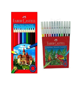 Faber Castell Kuru Boya 12 li Tam Boy - Keçeli Boya Kalemi 12 li - 2 li Set