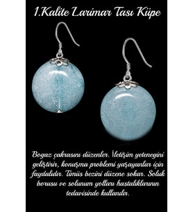 Sertifikalı Larimar Taşı Doğal Taş Küpe - 1.kalite (Çok Renkli)
