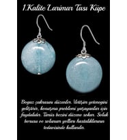 Sertifikalı Larimar Taşı Doğal Taş Küpe - 1.kalite (Çok Renkli)
