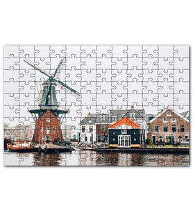 Cakapuzzle Hollanda Yeldeğirmeni ve Şirin Kasaba Puzzle Yapboz MDF (Ahşap) (120 Parça)