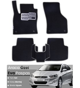HYUNDAİ ACCENT BLUE (2011-2018) Uyumlu EVA Paspas Tam Set–Araca Özel,Kolay Montaj