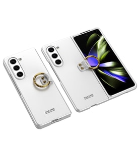 Galaxy Z Fold 5 Kılıf Zore Kıpta Yüzüklü Flip Sert Kılıf (Gümüş)