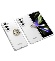 Galaxy Z Fold 5 Kılıf Zore Kıpta Yüzüklü Flip Sert Kılıf (Gümüş)