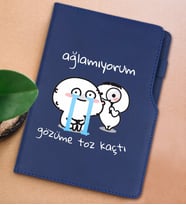 BK Gift Gözüme Toz Kaçtı Tasarımlı Lacivert Termo Deri Not Defteri 15x21cm-1
