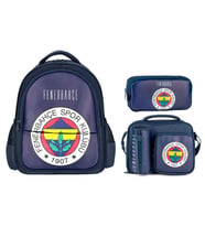 Fenerbahçe Erkek Çocuk Suni Deri Üzerine Arma Baskılı Üçlü Okul Çanta Seti - SETME25760