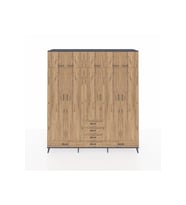 Hyperion Gardrop 6 Raflı 6 Çekmeceli 4 Askılı 220x44x243 Antrasit-Çam/Çam