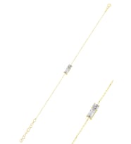 Gümüş altın yaldızlı baget kesim zirkon taşlı bileklik SGTL12067GOLD