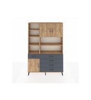 Arges Dolap 9 Raflı 5 Çekmeceli 3 Kapaklı 132x30x195 Çam-Çam/Antrasit