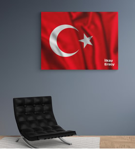 Kişiye Özel Türk Bayrağı  Tasarımlı Yeni İş Hediyesi Kanvas Tablo 30x50 cm