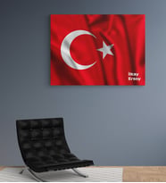 Kişiye Özel Türk Bayrağı  Tasarımlı Yeni İş Hediyesi Kanvas Tablo 30x50 cm