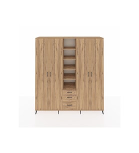 Hyperion Dolap 17 Raflı 3 Çekmeceli 4 Kapaklı 220x44x243 Çam-Çam/Çam