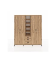 Hyperion Dolap 17 Raflı 3 Çekmeceli 4 Kapaklı 220x44x243 Çam-Çam/Çam