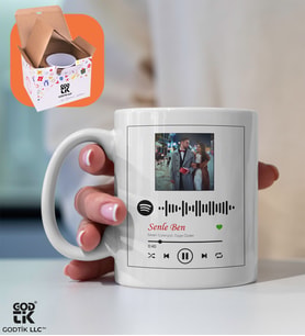 Kişiye Özel Spotify Şarkı Barkodlu Fotoğraf Baskılı Premium Porselen Kupa - GDTK-901027 (Beyaz)