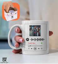 Kişiye Özel Spotify Şarkı Barkodlu Fotoğraf Baskılı Premium Porselen Kupa - GDTK-901027 (Beyaz)