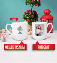 Bilgisayar Öğretmenine Hediye Bilgisayar Öğretmeni Kupa Bardak Oval Fotoğraflı