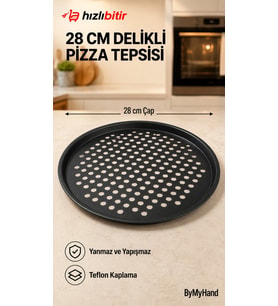 ByMyHand Teflon Kaplama Siyah Yanmaz Yapışmaz Pizza Tepsisi 28 Cm