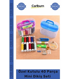 #DikişSeti Pratik Terzi Özel Kutulu 40 Parça Mini Dikiş Seti Iğne Iplik Balıkçı Makas Mezura Yüzük