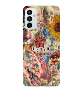Samsung Galaxy M23 Uyumlu Aesthetic Vintage Kolaj Desenli Şeffaf Telefon Kılıfı