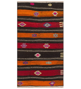 Sarı Kırmızı Rengi Kök Boya El Dokuma Sivas Kilim