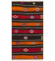 Sarı Kırmızı Rengi Kök Boya El Dokuma Sivas Kilim