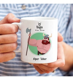 Kişiye Özel Boğa Burcu Erkeğe Hediye Kupa Bardak