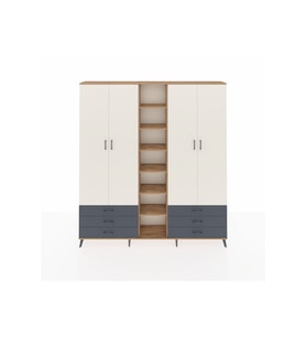 Arges Dolap 13 Raflı 6 Çekmeceli 2 Askılı 220x30x243 Çam-Aytaşı/Antrasit